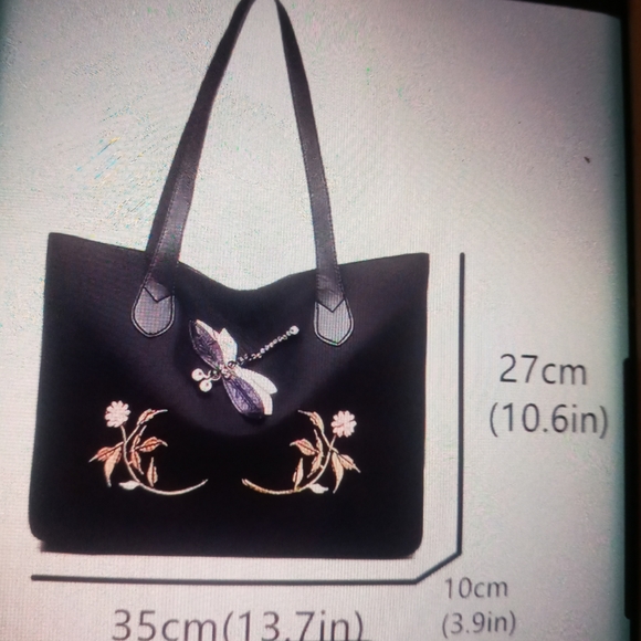 FLORAL-DRAGONFLY TOTE BAG - Picture 2 of 5